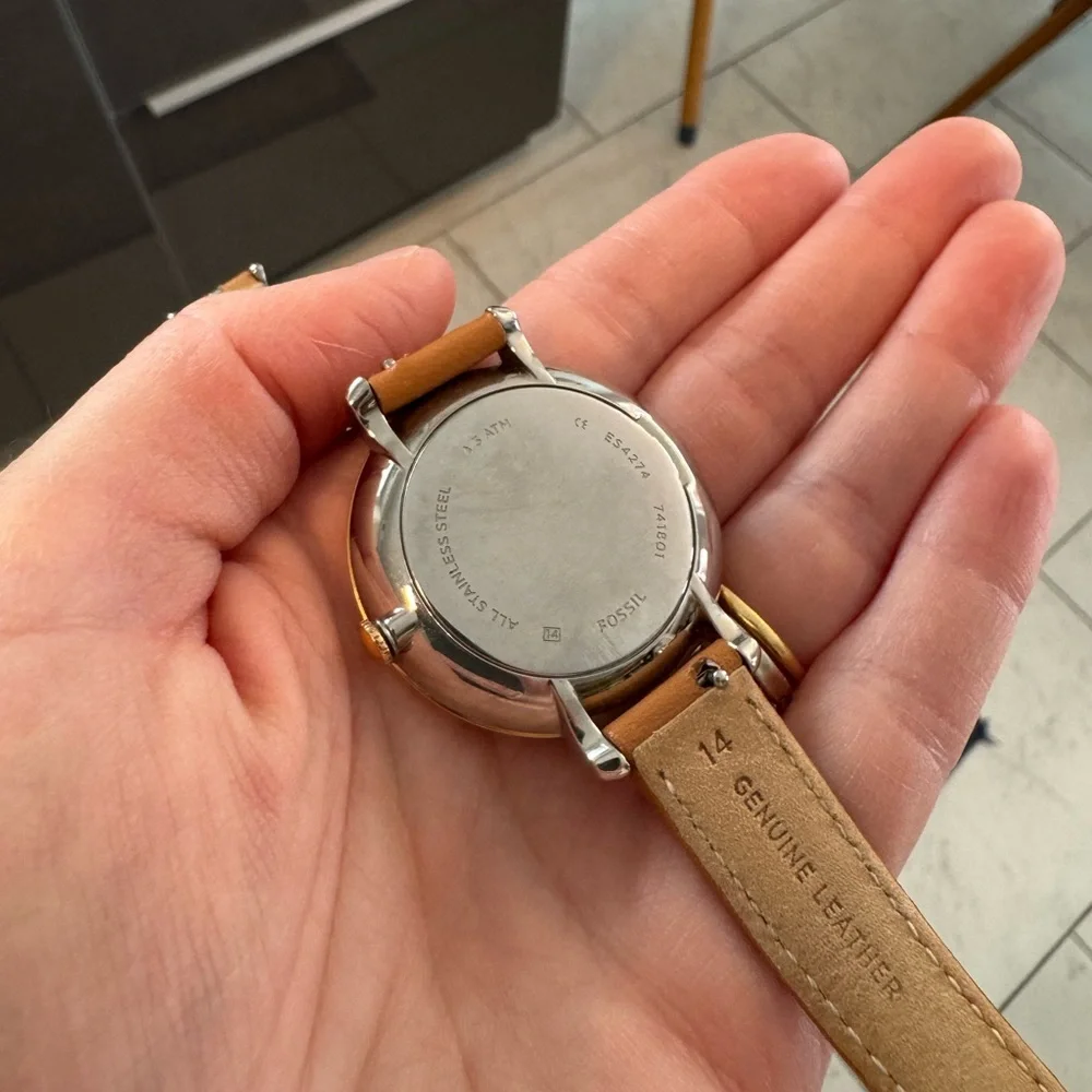 Fossil Brown Leather Mixed Metal Watch - Picture 4 of 5